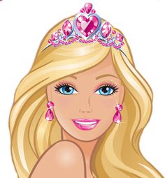 the barbie doll is wearing a tiara with pink jewels on it's head