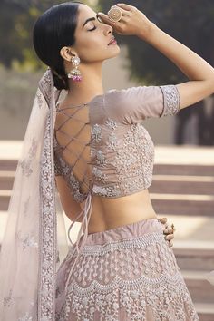 Half Sleeve Blouse Designs, Embellished Lehenga, Dori Work, Latest Blouse Designs Pattern, Blouse Design Images