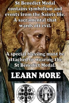 an image of st benedict with the words learn more