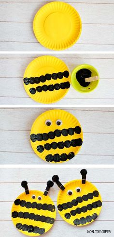 paper plate crafts for kids to make with construction paper plates and paint the bees on them