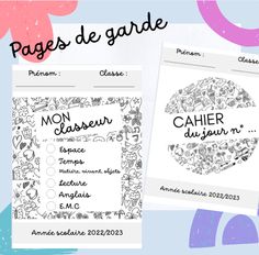 two coloring pages with the words paris and cahier du tour written on them