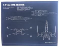 a blueprint drawing of an x - wing star fighter