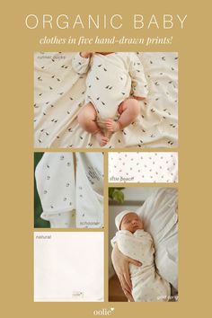 Oolie’s new collection of organic baby clothes are seriously a game changer for little ones! No more worrying about harsh chemicals or irritation on their sensitive skin. We use 100% GOTS-certified organic cotton in our kimono onesies, top knot baby hats, and baby blankets. Nothing but the purest, softest comfort for your baby. Available in four exclusive hand-drawn prints and a solid natural color, you'll want one of each! Plus, it feels great to support a B Corp committed to the planet. Organic Newborn Clothes, Neutral Baby Clothes, Newborn Onesies, Kids Products