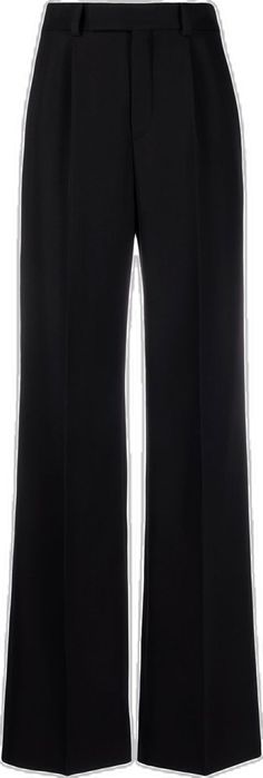 Formal Black Belted Pants, Luxury Wide Leg Pants With High Waist For Workwear, Luxury Wide Leg Pants For Workwear With High Waist, Luxury Wide Leg Pants With Pockets, Luxury Black Pants With Welt Pockets, Wide Leg Black Pants With Welt Pockets, Luxury Wide Leg Pants With Belt Loops, Luxury Black Bottoms With Welt Pockets, Luxury Belted Workwear Bottoms