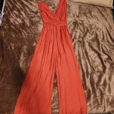 Peach Colored Jumpsuit From Zara. Perfect To Wear Anywhere In The Summer. Elegant Fitted Orange Jumpsuits And Rompers, Orange Fitted Elegant Jumpsuit, Elegant Fitted Orange Jumpsuit, Orange V-neck Jumpsuit For Party, Summer Orange Jumpsuits And Rompers For Night Out, Orange Jumpsuits And Rompers For Summer Night Out, Chic Orange Jumpsuits And Rompers For Party, Orange V-neck Jumpsuits And Rompers For Party, Chic Orange Jumpsuit For Night Out