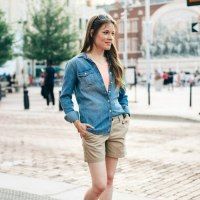 http://www.pinkheelspinktruck.com/how-to-style-a-chambray-shirt-coolerincotton/ Denim Shirt Outfits, Denim Shirt Outfit, Chambray Shirts, Outfit Ideas For Work, Shop Your Closet, Casual Chic Spring, Pink Truck, Winter Travel Outfit, Heels Pink