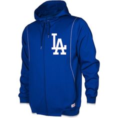 Sporty Hooded Track Jacket For Game Day, Fall Sports Event Hoodie With Double-lined Hood, Throwback Hoodie With Ribbed Cuffs, Throwback Hooded Sweatshirt With Double-lined Hood, Throwback Sports Hoodie With Double-lined Hood, Varsity Hooded Jacket With Double-lined Hood, Los Angeles Dodgers Logo, Hoodie Outfit Men, Dodgers Logo