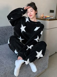 Cute Winter Pajamas, Pijamas Winter, Shein Pajamas, Winter Pijama, Pajama Winter, Star Pajamas, Cute Pijamas, Winter Pyjamas, Pajamas Cozy