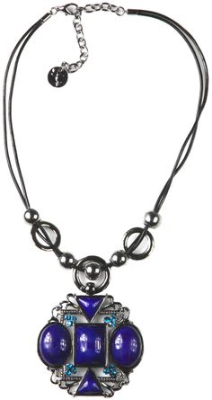 Sistaco's Ocean Deep Blue Crystal Necklace on Cord.  Lovely purple stone and blue crystal necklace. Great for those who wear a lot of black, this adds a little colour without being too bright. http://www.byariane.com.au/Sistaco-Ocean Blue Crystal Necklace, Purple Stones, Blue Crystals, Deep Blue, Crystal Necklace