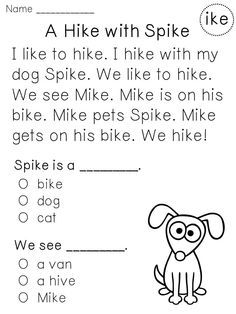 a worksheet with an image of a dog and the words i like with spike