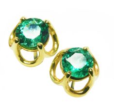 These lovely tulip style earrings are crafted in solid 14K yellow gold and showcase two beautiful round-cut Colombian emeralds with a rich, vibrant green color, they are perfect for daily wear and go with any attire. ITEM DETAILS: Main stone: Natural or Genuine Colombian Carat weight: 2-Emeralds Total Weight 0.46 ct (3.9 mm) Shape or cut: Round brilliant cut Color: Medium-deep green, very good brightness Clarity: minor natural flaws absolutely normal in all earth mined emeralds, standard clarity enhancement with colorless oil. Metal type & color: Solid 14K yellow gold SE105 Gold Emerald Earrings With Brilliant Cut, Yellow Gold Tsavorite Earrings As Gift, Tsavorite Yellow Gold Earrings For Gift, Yellow Gold Tsavorite Earrings Fine Jewelry, Elegant Round Cut Green Earrings, Green Brilliant Cut Earrings For May Birthstone, Green Brilliant-cut Earrings For May Birthstone, Green 14k Gold Earrings For Formal Occasions, Formal Green 14k Gold Earrings