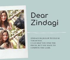 a girl is smiling and pointing at her friend's face with the caption dear zindagai