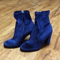 Selling These Booties In Absolutely Excellent Condition. I Purchased Them Brand New On Posh And They Have Only Been Worn For A Few Hours Since Then, With Socks. Very Tall, Very Fun And Super Festive For The Holiday Season! Tag: Velvet, Holiday, Holiday Party, Blue, Booties Shoes Steve Madden, Blue Velvet, Steve Madden Shoes, Holiday Party, The Holiday, Steve Madden, Bootie Boots, Holiday Season, Ankle Boots