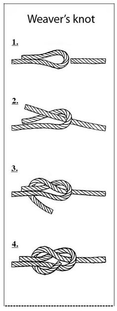 four different types of ropes with the words weaver's knot written below them