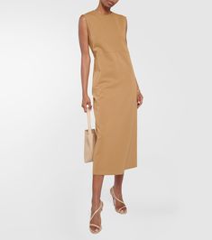 Leisure Pagine Midi Dress in Beige - Max Mara | Mytheresa Invisible Zipper, Max Mara, Mid Calf, Dream Closet, Everyday Essentials Products, Color Design, Top Brands, Midi Dress, China