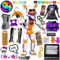 Fnaf Inspired Outfits, Fnaf Clothes, Funtime Animatronics, Funny Fnaf, Holographic Fashion, Fnaf Crafts, 90’s Outfits