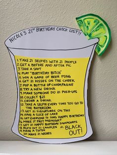 a birthday card with an image of a cup filled with lemonade and lime slices