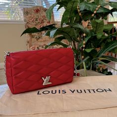 Beautiful Louis Vuitton Twist Go-14 Mm Shoulder Bag Red Lambskin Chain-Link Shoulder Strap Beautiful Red Color Leather Lining & Dual Interior Pockets Turn-Lock Closure At Front Includes Dust Bag Good Condition, It Has A Slight Scratch On The Bottom, Please See All Pictures Before Purchasing Free Authentication By Poshmark On Items Over $500 Authentic Bags Louis Vuitton, Louis Vuitton Twist, Louis Vuitton Bags, Chain Link, Louis Vuitton Bag, Red Color, Dust Bag, Shoulder Strap, Bag Lady