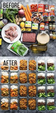 the before and after pictures of food in plastic containers