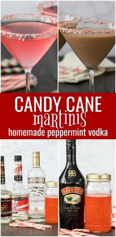 candy cane martinis with homemade peppermint vodka are the perfect drink for any holiday party