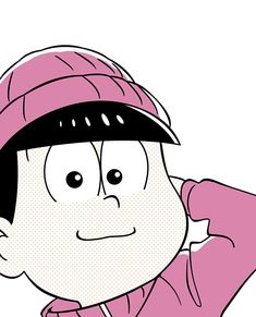 a drawing of a person wearing a pink jacket and hat with one hand on his head