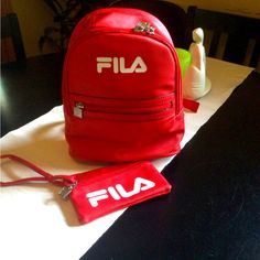 Nwot Fila Backpack & Small Purse. I Used It Only Once For A Few Hours. Perfect Condition. Pet Free Smoke Free School Backpack With Removable Pouch In Red, Red Bags For Back To School, Fila Backpack, Small Purse, Bag Lady, Purse, Backpacks, Pet, Red