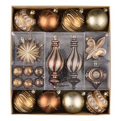 a box filled with lots of different types of ornaments