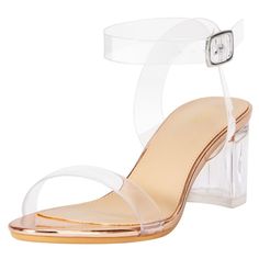 PRICES MAY VARY. Fashion chunky clear heels: The block clear heels feature a chunky design, heel measures 5.5CM (2.2 Inches). Clear heels material: Clear heels PU upper, latex insoles and non-skid rubber soles, offering ultimate comfort. Adjustable clear strappy design : Clear heels easy to walk in, adjustable clear ankle straps, take it on/off easily. Versatile style for every occasion: A versatile addition to any wardrobe, Whether for weddings, parties, office wear or casual outings, these cle Heels Strappy, Clear Block Heels, Block Sandals, Low Heel Sandals, Block Heel Shoes, Chunky Block Heels, Clear Heels, Ankle Strap Pumps, Pump Sandals