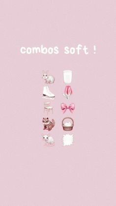 a pink background with various items and words that say compos soft on it