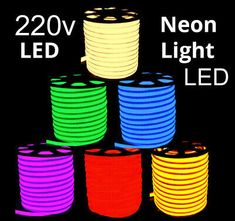 neon colored light up cords are stacked on top of each other, with the words 20v