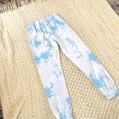 Baby Blue And Blue Tie Dye Sz Small Brand New With Tags Frankies Bikinis, Blue Tie, Sweat Pants, Blue Tie Dye, Track Pants, Baby Blue, Pant Jumpsuit, Blue White, Tie Dye