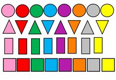 an image of different shapes and colors in the shape of squares, circles, and rectangles