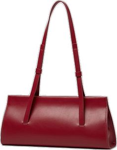 Chic Red Baguette Bag For Formal Events, Chic Red Baguette Bag For Formal Occasions, Elegant Red Baguette Bag For Daily Use, Red Tote Baguette Bag For Shopping, Red Baguette Tote Bag For Shopping, Chic Red Leather Baguette Bag, Red Leather Rectangular Baguette Bag, Leather Baguette Bag For Shopping, Rectangular Leather Baguette Bag For Shopping