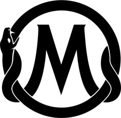 the letter m in a circle with a snake