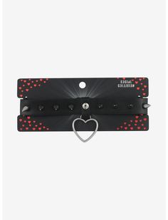 Social Collision® Heart Hardware Spike Choker | Hot Topic Edgy Metal Choker For Valentine's Day, Edgy Heart-shaped Choker For Concerts, Edgy Heart-shaped Choker For Valentine's Day, Edgy Choker, Spike Choker, Gothic Necklaces, Preppy Accessories, Leather Choker Collars, Disney Valentines