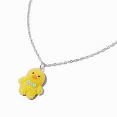 Claire's Yellow Bubble Chick Pendant Necklace Playful Adjustable Necklace With Lobster Clasp, Nickel-free Novelty Pendant Necklaces, Nickel-free Novelty Pendant Necklace, Novelty Nickel-free Pendant Necklace, Fun Jewelry With Adjustable Chain For Gifts, Playful Adjustable Silver Necklace, Cute Adjustable Yellow Necklace, Cute Adjustable Nickel-free Necklace, Cute Adjustable Yellow Necklaces