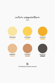 the color chart for different shades of yellow, brown, and oranges on a white background