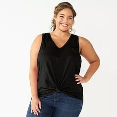 Juniors' Plus Size SO® V-Neck Pocket Tank Top Cotton Farming, V Neck Tank Top, Twist Front, Chest Pocket, Front Pocket, Gender Female, Athletic Tank Tops, Age Group, Open Shoulder Tops