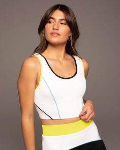 Shop the MICHI Flash Cropped Tank | Women's Designer Activewear Scoop Neck Crop Top, Activewear Brands, Performance Leggings, Activewear Fashion, Ribbed Crop Top, Contrast Piping, Leggings Design, Print Crop Tops, Active Wear Tops