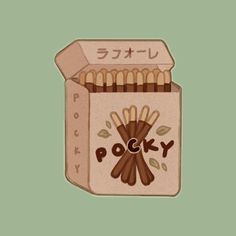 an open box of chocolate sticks with the word pocky written in japanese on it