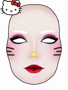 Hello Kitty Dress Up, Hello Kitty Costume Diy, Hello Kitty Draw, Hello Kitty Makeup Ideas, Hello Kitty Halloween Costume Diy, Diy Hello Kitty Costume, Pink Halloween Makeup Looks, Kitty Makeup