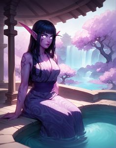 Night elf in Japanese setting Digital Art Girl, World Of Warcraft, Character Inspiration, Art Girl, Supernatural, Elf, Character Art, Digital Art