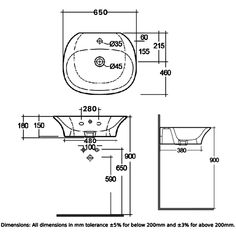 a drawing of a bathroom sink with measurements