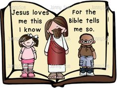 an open bible with the words jesus loves for the me this bible tells i know he is