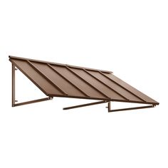 a brown awning on top of a white wall