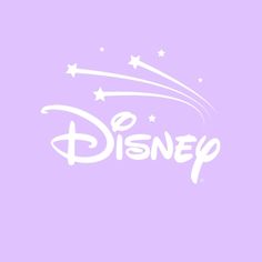 the word disney written in white on a purple background