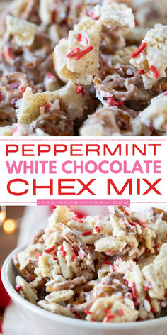 Looking for a simple, crunchy, and salty holiday party snack? Try this festive peppermint Chex mix! Sweet peppermint and creamy white chocolate combine for the perfect festive treat. Pin this recipe and serve the BEST peppermint white chocolate Chex mix later! Cosy Meals, Chocolate Chex Mix Recipes, White Chocolate Snack Mix, White Chocolate Chex Mix, Chocolate Chex Mix, Christmas Snack Mix, Peppermint White Chocolate, Fall Snack Mixes, Crunchy Rice