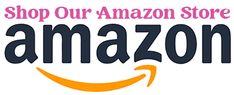 an amazon logo with the words'shop our amazon store'in black and pink