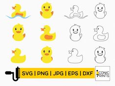 the rubber ducks are drawn in different ways