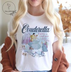 Princess Tshirts Disney, Womens Cinderella Shirt, Disney Princesses Tshirt, Princess Tshirt Women, Cinderella Shirts For Disney, Cinderella Tshirt, Disneyland Ideas, Disney Princess Shirt, Cinderella Shirt